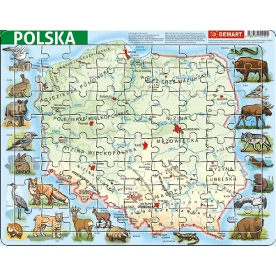 Puzzle ramkowe 72 el. Polska fizyczna Demart
