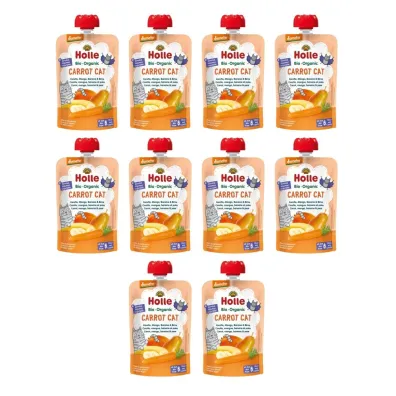 Holle Mus Marchewkowy kot (marchewka - mango - banan - gruszka) bezglutenowy od 6 miesi�ca Demeter Zestaw 10 x 100 ml Bio