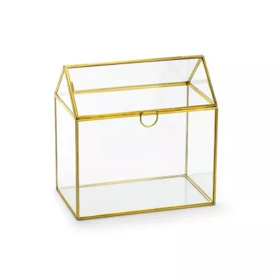 PartyDeco Szklane pude�ko na koperty z�oty 13x21x21cm