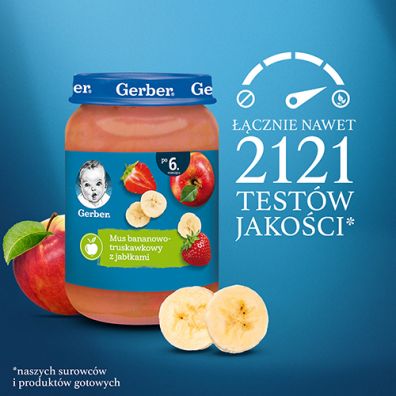 Gerber Deserek mus bananowo truskawkowy z jabkami dla niemowlt po 6 miesicu 190 g