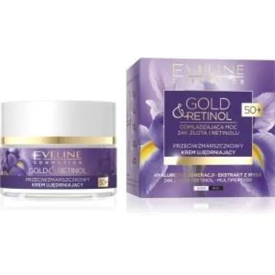 Eveline Cosmetics Gold & Retinol 50+ Przeciwzmarszczkowy krem uj�drniaj�cy do twarzy na dzie� i noc 50 ml