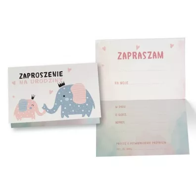 Kukartka Zaproszenie ZZ-078 S�oniki 5 szt.