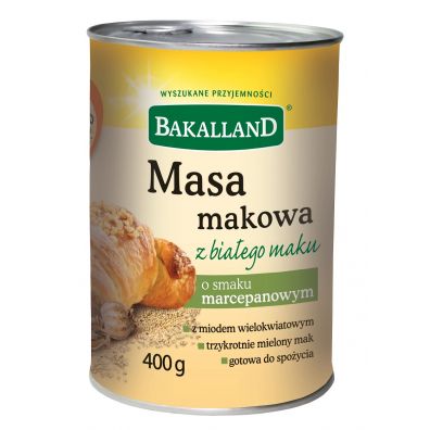 Bakalland Masa makowa biała o smaku marcepanowym 400 g