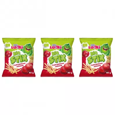 NaturaVena Frytki jabkowe suszone Zestaw 3 x 40 g Bio