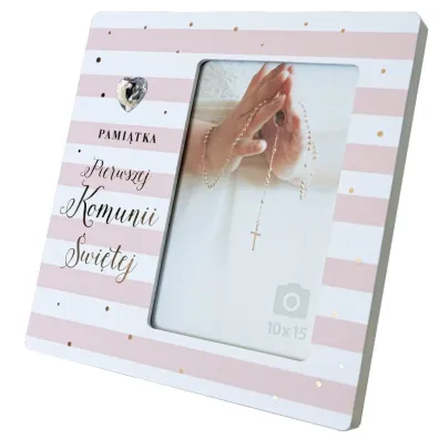 Ramka Moments Komunia - r�owe paski RM-027