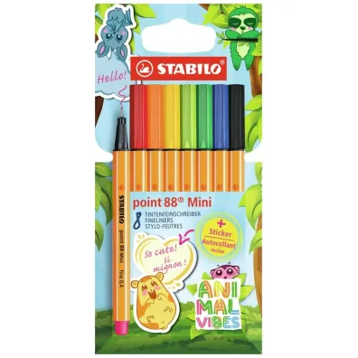 Stabilo Cienkopisy point 88 Mini Animal vibes 8 szt