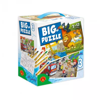 Puzzle 2x12 el. Zwierzta afrykaskie i Stra poarna Alexander