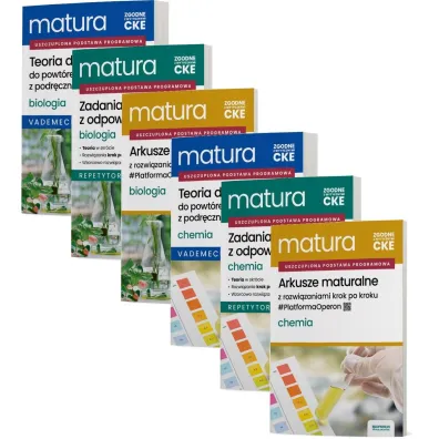 Pakiet Matura 2026. Biologia i Chemia. Zakres rozszerzony: Teoria do matury. Vademecum, Zadania maturalne z odpowiedziami. Repetytorium, Arkusze maturalne z rozwi�zaniami krok po kroku