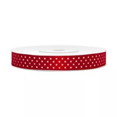 PartyDeco Wst��ka dekoracyjna czerwone kropki 12mm x 25m