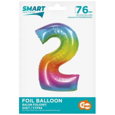 Godan Balon foliowy Smart Cyfra 2 t�czowa 76cm