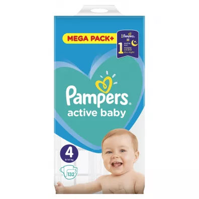 Pampers Pieluszki Maxi 4 Active baby (9-14 kg) MEGA PACK+ 132 szt.