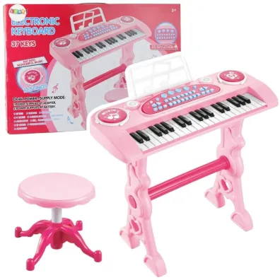 LeanToys Pianinko z mikrofonem r�owe