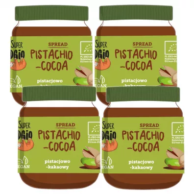 Super Fudgio Krem pistacjowo-kakaowy Zestaw 4 x 190 g Bio