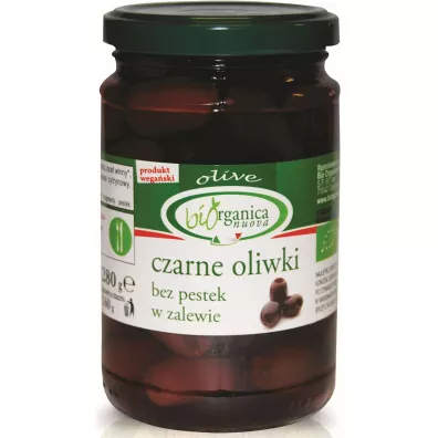 Biorganica Nuova Oliwki czarne bez pestek w zalewie (s�oik) 280 g Bio