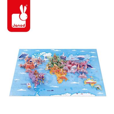 Puzzle edukacyjne z figurkami 3D Cuda wiata 7+ Janod