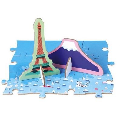 Puzzle edukacyjne z figurkami 3D Cuda wiata 7+ Janod