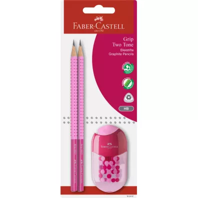 Faber-Castell Zestaw grip 2001 two tone 2 o��wki+temper�wka z gumk� mix kolor�w blister
