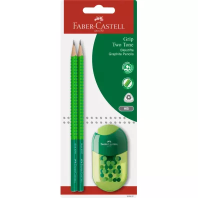 Faber-Castell Zestaw grip 2001 two tone 2 o��wki+temper�wka z gumk� mix kolor�w blister