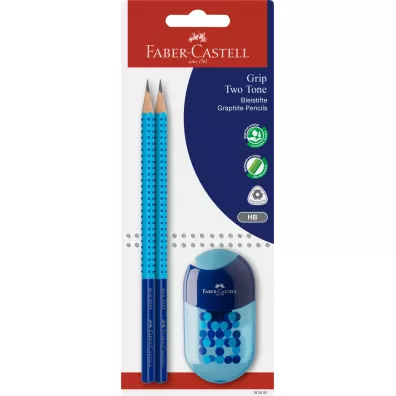 Faber-Castell Zestaw grip 2001 two tone 2 o��wki+temper�wka z gumk� mix kolor�w blister