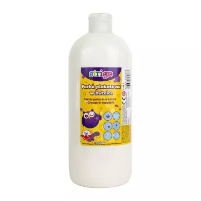 Strigo Farba plakatowa w butelce bia�a 1000 ml