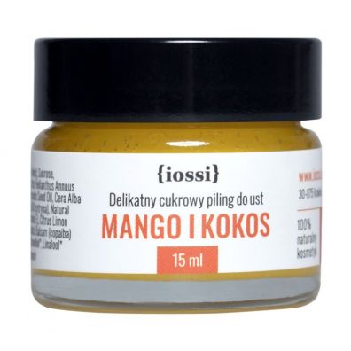Iossi Mango i Kokos delikatny cukrowy peeling do ust z masem mango i cytryn 15 ml
