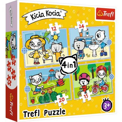 Puzzle 4w1 Dzień Kici Koci Trefl