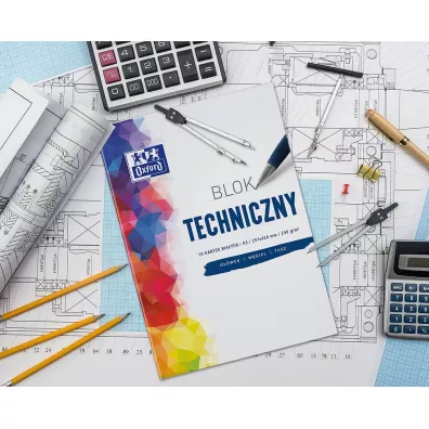 Oxford Blok techniczny A4 biay 10 kartek