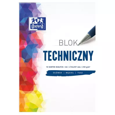 Oxford Blok techniczny A4 biay 10 kartek