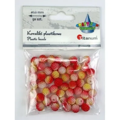 Titanum Koraliki plastikowe czerwone ombre 10mm 50 szt.