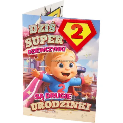 Yeku Karnet Urodziny 2 dziewczynka - Superbohaterka