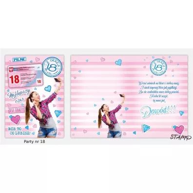 Stamp Karnet Party naklejany B6+koperta Urodziny 18 wz18