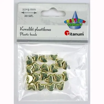 Titanum Koraliki plastikowe lustrzane serca 12x9mm 20 szt.