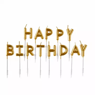 Amscan Zestaw �wieczek "happy birthday" z�ote
