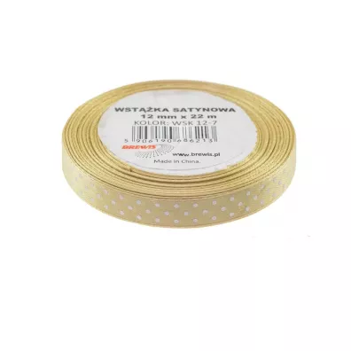 Wst��ka satynowa w kropki be�owa 12mm x 22m