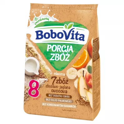 BoboVita Porcja Zb Kaszka mleczna 7 zb zboowo-jaglana owocowa po 8. miesicu 210 g