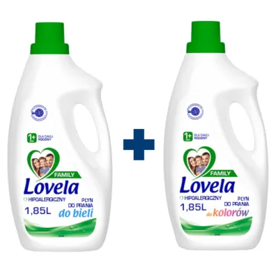 Lovela Family hipoalergiczny p�yn do prania dla ca�ej rodziny do kolor�w i do bieli Zestaw 2 x 1.85 l