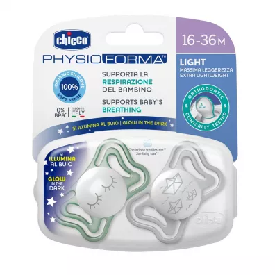 Chicco Physio Light smoczek silikonowy 16-36M Lumi 2 szt.