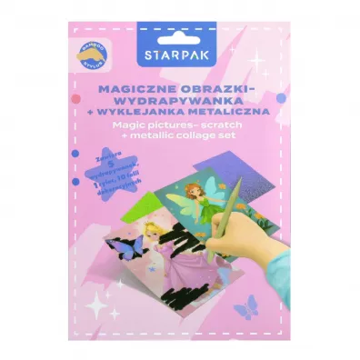 Zestaw kreatywny wydrapywanka z wyklejank metaliczn STARPAK 549167