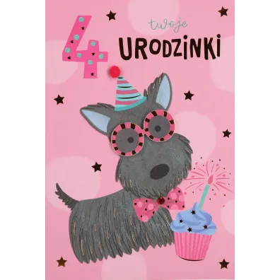 Karnet okazjonalny B6 z kopert� 4 Urodziny PAN DRAGON HM200-3129