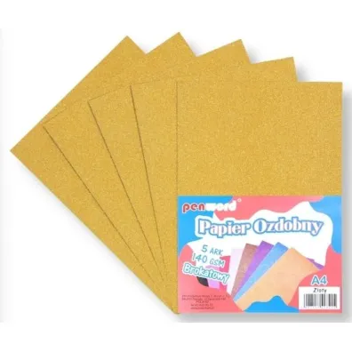 Polsirhurt Papier ozdobny A4 brokatowy 140g z�oty 5ark