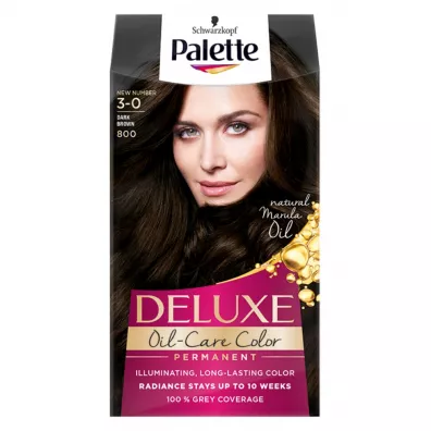 Palette Deluxe Oil-Care Color farba do w�os�w trwale koloryzuj�ca z mikroolejkami 800 (3-0) Ciemny Br�z