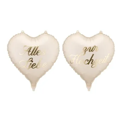 PartyDeco Balony foliowe serca Alles Liebe zur Hochzeit 45cm