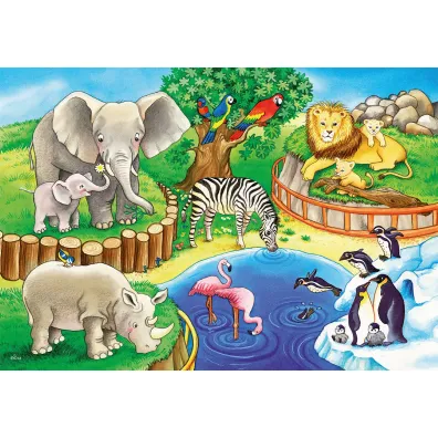 Puzzle 2x12 el. Zwi�ta w zoo Ravensburger