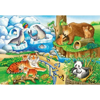 Puzzle 2x12 el. Zwi�ta w zoo Ravensburger