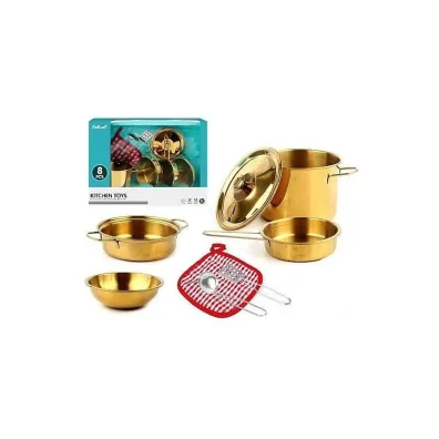 Zestaw garnk�w metalowych z�ote 8 element�w Adar