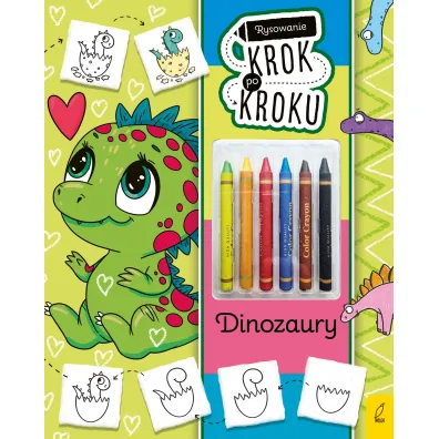 Rysowanie krok po kroku z kredkami. Dinozaury - Ewelina Protasewicz