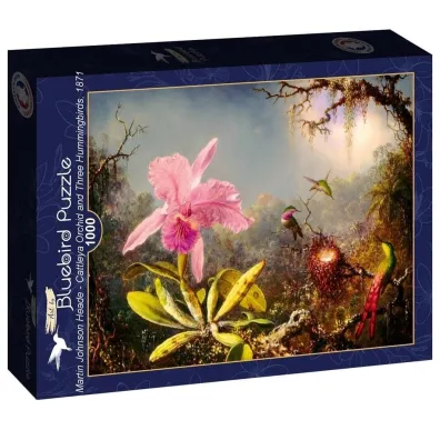 Puzzle 1000 el. Orchidea i trzy kolibry, Heade 1871 Bluebird Puzzle