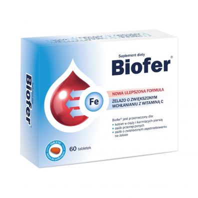 Biofer elazo o zwikszonym wchanianiu z witamin C Suplement diety 60 szt.
