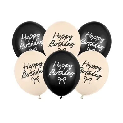PartyDeco Balony Strong Happy B-day Kokardki 30 mix A6 20046