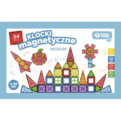 Klocki magnetyczne 34el 19x11x4 Happy Kiddo SMILY PLAY SP85384